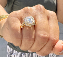 Load image into Gallery viewer, Huge Round Cut Diamond Engagement Ring Halo Style Wedding Ring IGI Certified Filigree Style 14k Solid Yellow Gold Bridal Ring 7.75ctw