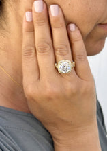 Load image into Gallery viewer, Huge Round Cut Diamond Engagement Ring Halo Style Wedding Ring IGI Certified Filigree Style 14k Solid Yellow Gold Bridal Ring 7.75ctw