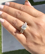 Load image into Gallery viewer, Princess Cut And Emerald Baguettes Cut Sides IGI Certified Engagement Ring 14k Solid Yellow Gold Wedding Ring Prong Set Bridal Ring 4.00ctw