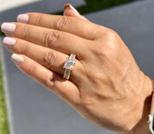 Load image into Gallery viewer, Princess Cut And Emerald Baguettes Cut Sides Moissanite Engagement Ring 14k Solid Yellow Gold Wedding Ring Prong Set Bridal Ring 4.00ctw