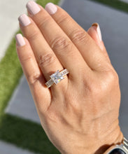 Load image into Gallery viewer, Princess Cut And Emerald Baguettes Cut Sides Moissanite Engagement Ring 14k Solid Yellow Gold Wedding Ring Prong Set Bridal Ring 4.00ctw