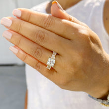 Load image into Gallery viewer, Princess Cut And Emerald Baguettes Cut Sides Moissanite Engagement Ring 14k Solid Yellow Gold Wedding Ring Prong Set Bridal Ring 4.00ctw