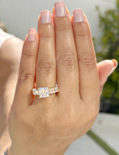 Load image into Gallery viewer, Princess Cut And Emerald Baguettes Cut Sides Moissanite Engagement Ring 14k Solid Yellow Gold Wedding Ring Prong Set Bridal Ring 4.00ctw