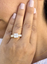 Load image into Gallery viewer, Princess Cut And Emerald Baguettes Cut Sides IGI Certified Engagement Ring 14k Solid Yellow Gold Wedding Ring Prong Set Bridal Ring 4.00ctw