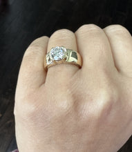 Load image into Gallery viewer, GIA Certified Round Cut Diamond Engagement Ring Semi Bezel Set Solitaire Bridal Ring 14k Solid Yellow Gold Wedding Solitaire Ring 1.50ct