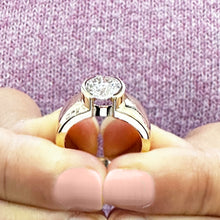 Load image into Gallery viewer, GIA Certified Round Cut Diamond Engagement Ring Semi Bezel Set Solitaire Bridal Ring 14k Solid Yellow Gold Wedding Solitaire Ring 1.50ct