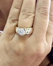 Load image into Gallery viewer, Round Cut Diamond Engagement Ring Semi Bezel Set Bridal Ring IGI Certified 14k Solid Yellow Gold Wedding Solitaire Ring 2.00ct F-VS2