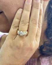 Load image into Gallery viewer, GIA Certified Round Cut Diamond Engagement Ring Semi Bezel Set Solitaire Bridal Ring 14k Solid Yellow Gold Wedding Solitaire Ring 1.50ct