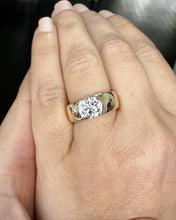 Load image into Gallery viewer, GIA Certified Round Cut Diamond Engagement Ring Semi Bezel Set Solitaire Bridal Ring 14k Solid Yellow Gold Wedding Solitaire Ring 1.50ct