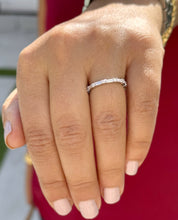 Load image into Gallery viewer, Round And Baguettes Cut CVD Diamond Band Minimalist Stackable Band Set In 14k Solid White Gold Anniversary Bridal Band Gift For Her 0.40cw