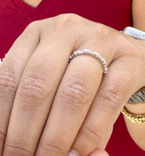 Load image into Gallery viewer, Round And Baguettes Cut CVD Diamond Band Minimalist Stackable Band Set In 14k Solid White Gold Anniversary Bridal Band Gift For Her 0.40cw