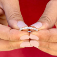Load image into Gallery viewer, Round And Baguettes Cut CVD Diamond Band Minimalist Stackable Band Set In 14k Solid White Gold Anniversary Bridal Band Gift For Her 0.40cw
