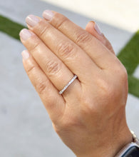 Load image into Gallery viewer, Round And Baguettes Cut CVD Diamond Band Minimalist Stackable Band Set In 14k Solid White Gold Anniversary Bridal Band Gift For Her 0.40cw