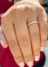 Load image into Gallery viewer, Round And Baguettes Cut CVD Diamond Band Minimalist Stackable Band Set In 14k Solid White Gold Anniversary Bridal Band Gift For Her 0.40cw