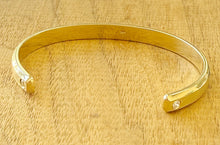 Load image into Gallery viewer, Two Round Diamonds 0.20ctw 14K , 18K Solid Heavy White Gold, Yellow Gold Or Rose Gold Men's Cuff Bangle 6mm Width Knife Cut Edges Brush Top