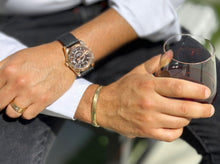 Load image into Gallery viewer, 14K or 18K Solid and Very Heavy White  Gold or Yellow Gold Or Rose Gold Men's Cuff Bangle 6mm Width Knife Cut Edges Design Brush Top Finish