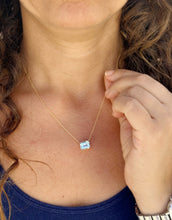 Load image into Gallery viewer, Emerald Natural Aquamarine Bezel Set Solitaire Necklace Minimalist Dainty 14k Solid Yellow Gold Chain Pendant Bridal Anniversary Gift 2.75ct