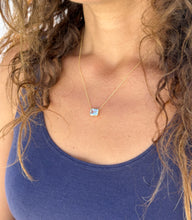 Load image into Gallery viewer, Emerald Natural Aquamarine Bezel Set Solitaire Necklace Minimalist Dainty 14k Solid Yellow Gold Chain Pendant Bridal Anniversary Gift 2.75ct