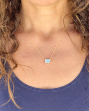 Load image into Gallery viewer, Emerald Natural Aquamarine Bezel Set Solitaire Necklace Minimalist Dainty 14k Solid Yellow Gold Chain Pendant Bridal Anniversary Gift 2.75ct