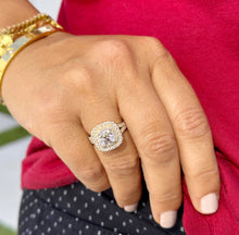 Load image into Gallery viewer, Cushion And Round Cut Diamond Engagement Ring IGI Certified Double Halo Women's 14k Solid Yellow Gold Bridal Halo Wedding Ring 3.00ct F-VS2