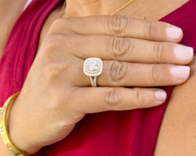 Load image into Gallery viewer, GIA Certified Natural Cushion And Round Cut Diamond Engagement Ring Double Halo Women's 14k Solid Yellow Gold Bridal Halo Wedding Ring 2.70ctw