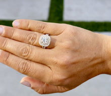 Load image into Gallery viewer, GIA Certified Natural Cushion And Round Cut Diamond Engagement Ring Double Halo Women's 14k Solid Yellow Gold Bridal Halo Wedding Ring 2.70ctw