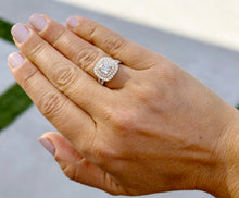 Load image into Gallery viewer, Cushion And Round Cut Diamond Engagement Ring IGI Certified Double Halo Women's 14k Solid Yellow Gold Bridal Halo Wedding Ring 3.00ct F-VS2