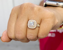 Load image into Gallery viewer, GIA Certified Natural Cushion And Round Cut Diamond Engagement Ring Double Halo Women's 14k Solid Yellow Gold Bridal Halo Wedding Ring 2.70ctw