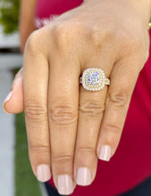 Load image into Gallery viewer, GIA Certified Natural Cushion And Round Cut Diamond Engagement Ring Double Halo Women's 14k Solid Yellow Gold Bridal Halo Wedding Ring 2.70ctw