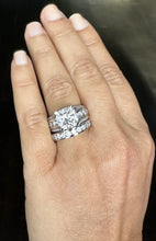 Load image into Gallery viewer, Cushion And Round Cut Sides Diamond Engagement Ring And Band Set In IGI Certified 14K Solid White Gold Hiden Halo Wedding Bridal Ring 7.50ct