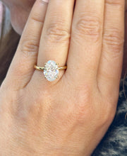 Load image into Gallery viewer, Elongated Oval Shape Moissanite 11x8mm Engagement Ring Solitaire Four Prong Set Bridal Wedding Ring Minimalist Design 14k Yellow Gold 4.00ct