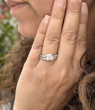 Load image into Gallery viewer, GIA Certified Natural Princess Cut Center And Round Cut Sides Diamonds Engagement Ring And Matching Band 14k White Gold Wedding Bridal 1.90ctw