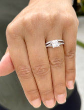 Load image into Gallery viewer, GIA Certified Natural Princess Cut Center And Round Cut Sides Diamonds Engagement Ring And Matching Band 14k White Gold Wedding Bridal 1.90ctw