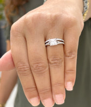 Load image into Gallery viewer, GIA Certified Natural Princess Cut Center And Round Cut Sides Diamonds Engagement Ring And Matching Band 14k White Gold Wedding Bridal 1.90ctw