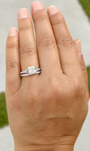 Load image into Gallery viewer, GIA Certified Natural Princess Cut Center And Round Cut Sides Diamonds Engagement Ring And Matching Band 14k White Gold Wedding Bridal 1.90ctw