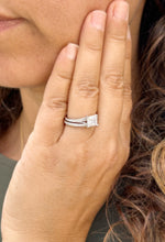 Load image into Gallery viewer, Princess Cut Moissanite and Round Cut Sides Natural Diamond Engagement Ring And Matching Band 14k Solid White Gold Wedding Bridal Set 2.10ct