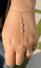 Load image into Gallery viewer, Finger Bracelet Moissanites Ring Bracelet Set In 14k Solid Yellow Gold Hand Chain Bracelet Marquee Shape Links Chain Bracelet Gift 0.65ctw