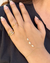 Load image into Gallery viewer, Finger Bracelet Moissanites Ring Bracelet Set In 14k Solid Yellow Gold Hand Chain Bracelet Marquee Shape Links Chain Bracelet Gift 0.65ctw