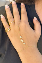 Load image into Gallery viewer, Finger Bracelet Moissanites Ring Bracelet Set In 14k Solid Yellow Gold Hand Chain Bracelet Marquee Shape Links Chain Bracelet Gift 0.65ctw