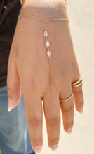 Load image into Gallery viewer, Finger Bracelet Moissanites Ring Bracelet Set In 14k Solid Yellow Gold Hand Chain Bracelet Marquee Shape Links Chain Bracelet Gift 0.65ctw