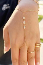 Load image into Gallery viewer, Finger Bracelet Moissanites Ring Bracelet Set In 14k Solid Yellow Gold Hand Chain Bracelet Marquee Shape Links Chain Bracelet Gift 0.65ctw