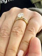 Load image into Gallery viewer, Oval cut Moissanite And Round Cut Natural Diamonds Sides Engagement Ring And Matching Band 14k Solid Yellow Gold Bridal Ring Solitaire 3.30