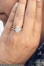 Load image into Gallery viewer, Oval cut Moissanite And Round Cut Natural Diamonds Sides Engagement Ring And Matching Band 14k Solid Yellow Gold Bridal Ring Solitaire 3.30