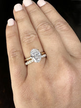 Load image into Gallery viewer, Oval cut Moissanite And Round Cut Natural Diamonds Sides Engagement Ring And Matching Band 14k Solid Yellow Gold Bridal Ring Solitaire 3.30