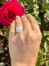 Load image into Gallery viewer, Cushion Cut And Round Cut Sides Diamond Engagement Ring Split shank IGI Certified Double Halo Women's 14k Solid White Gold 3.50ct F-VS2