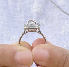 Load image into Gallery viewer, Cushion Cut And Round Cut Sides Diamond Engagement Ring Split shank IGI Certified Double Halo Women's 14k Solid White Gold 3.50ct F-VS2