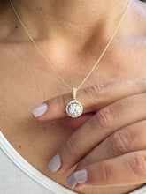 Load image into Gallery viewer, Round Cut Moissanite Necklace Pendant Set In 14K Solid Yellow Gold Halo Style Wedding Bridal Gift anniversary Gift 1.75ctw Pendant And Chain