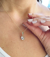 Load image into Gallery viewer, Round Cut Moissanite Necklace Pendant Set In 14K Solid Yellow Gold Halo Style Wedding Bridal Gift anniversary Gift 1.75ctw Pendant And Chain