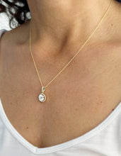 Load image into Gallery viewer, Round Cut Moissanite Necklace Pendant Set In 14K Solid Yellow Gold Halo Style Wedding Bridal Gift anniversary Gift 1.75ctw Pendant And Chain