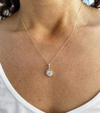 Load image into Gallery viewer, Round Cut Moissanite Necklace Pendant Set In 14K Solid Yellow Gold Halo Style Wedding Bridal Gift anniversary Gift 1.75ctw Pendant And Chain
